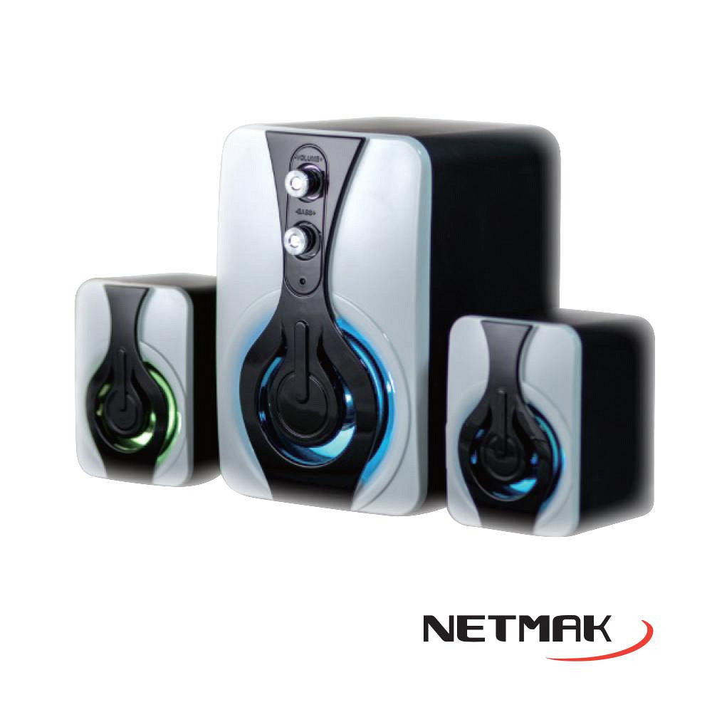 PARLANTE TRUENO 2.1 GAMER USB RETROILUMINADO WHITE/BK