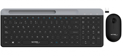 COMBO MOUSE + TECLADO INALAMBRICO 2,4GHZ / CON SOPORTE PARA CELULAR