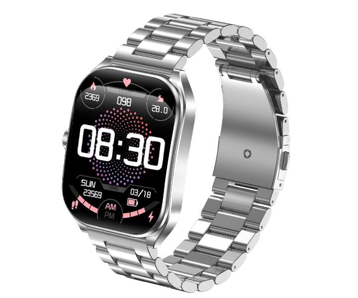 SMARTWATCH BT5.3 CURVO MATALICO PLATEADO